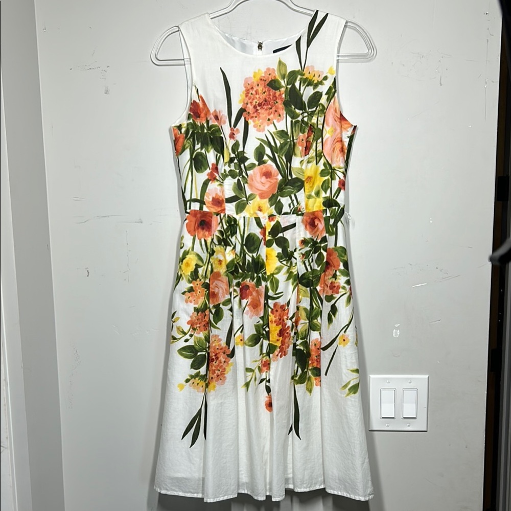 Tommy Hilfiger Floral Fit & Flare Jewel Neck Sleeveless A-Line Midi Dress Sz 2 - Picture 8 of 15